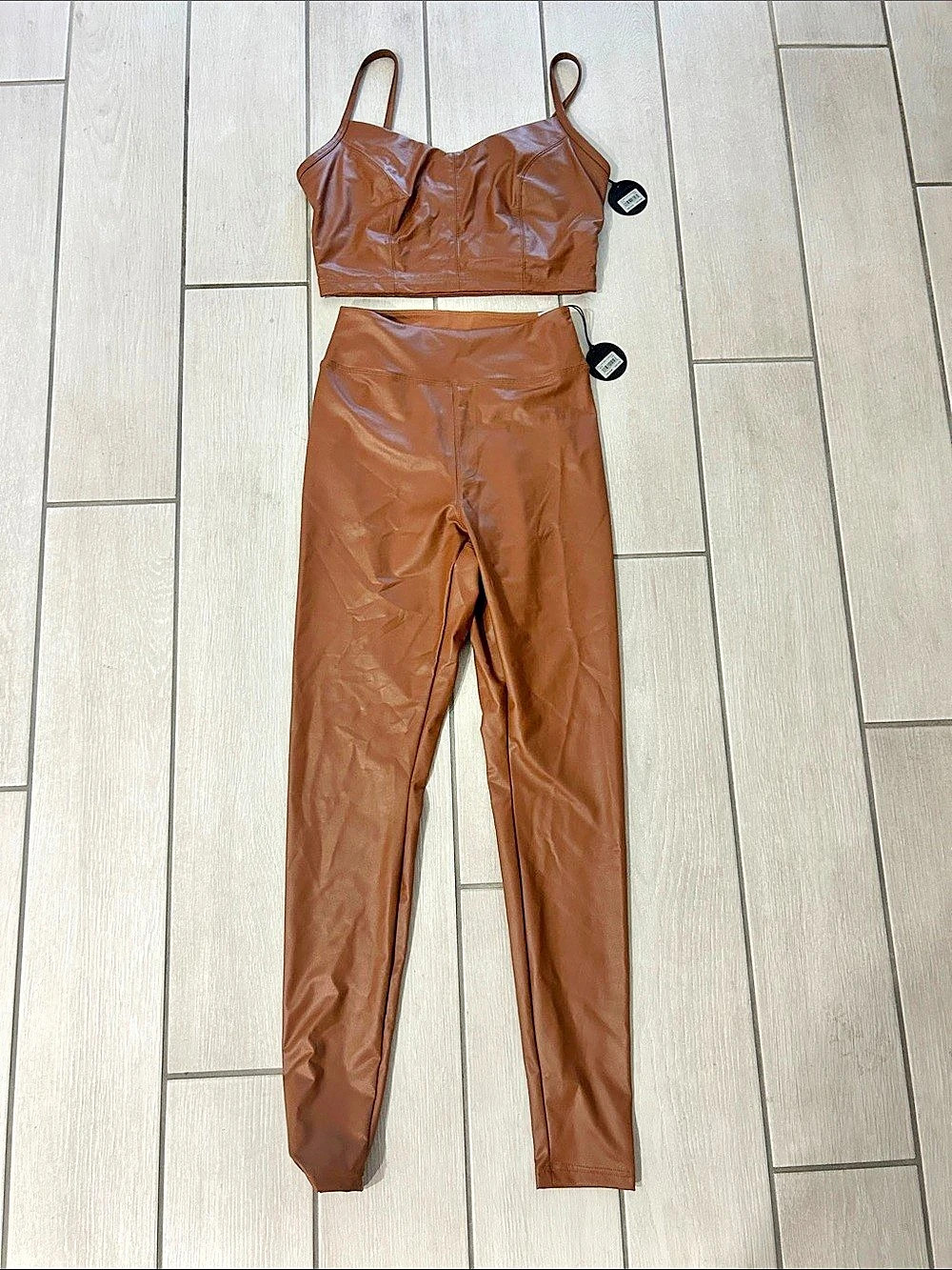 Aerie offline Brown Faux Leather Two-Piece Set NWT